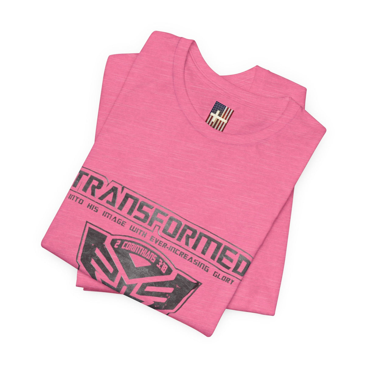Transformer Logo Christian T-shirt | 2 Corinthians 3:18 Bible Verse T-shirt Printify