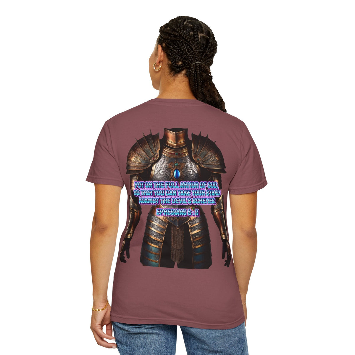 Religious Graphic Tee with Armor Of God Design - Unisex Garment-Dyed T-shirt Printify