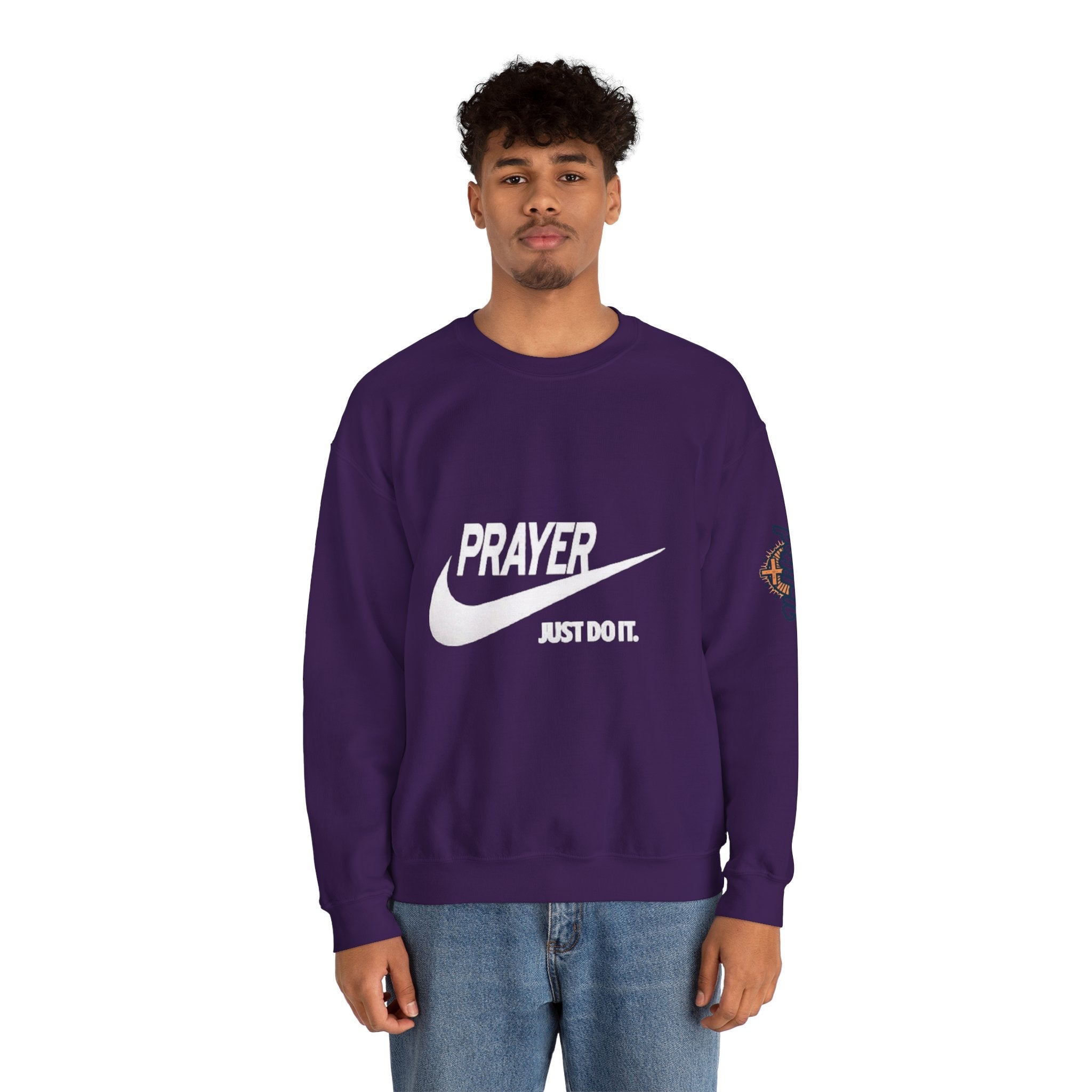 Prayer Just Do It Sweatshirt - Funny Christian Nike Parody Sweatshirt - Faith Gear Printify