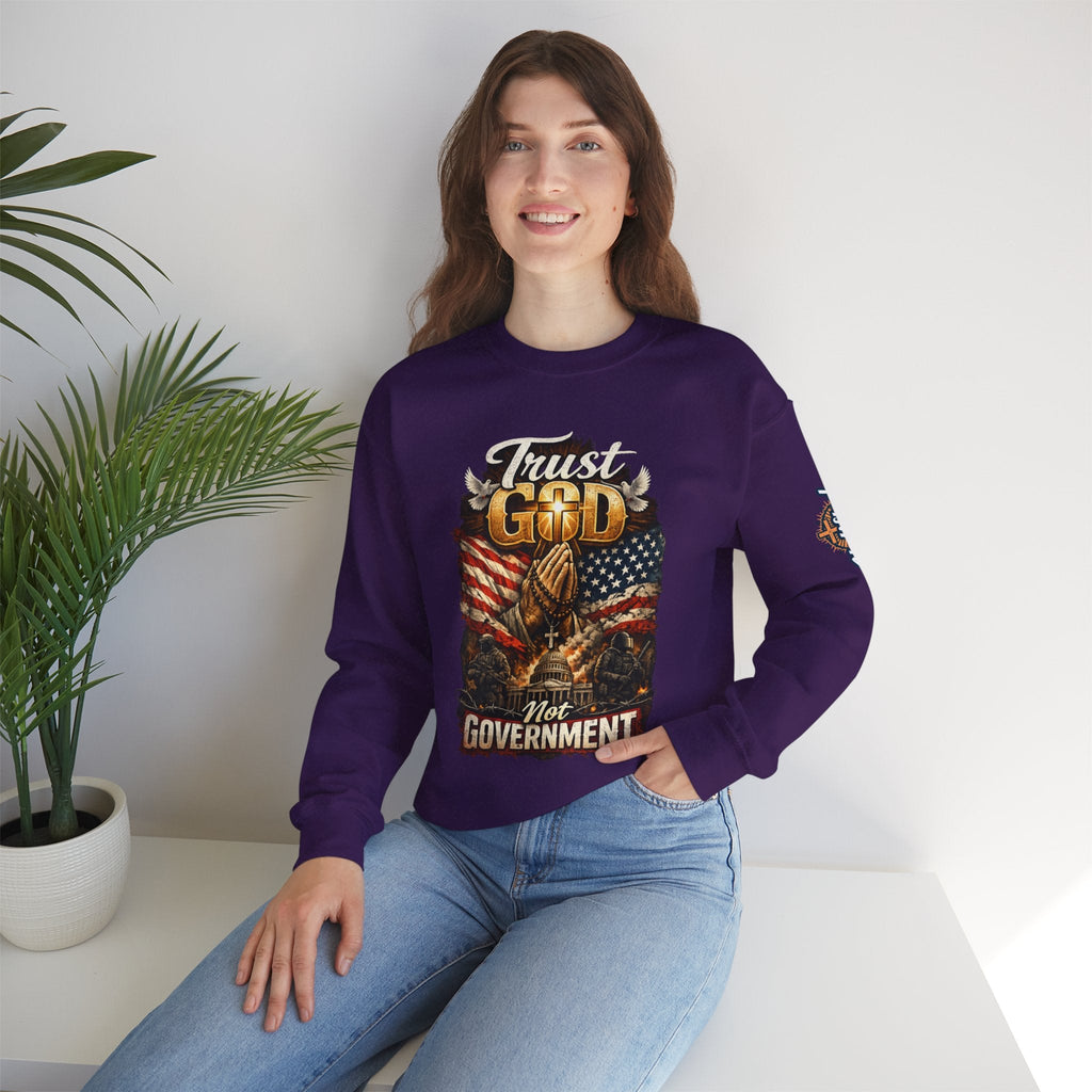 Trust God Not Government Sweatshirt — Vintage Patriotic Christian Sweatshirt Printify