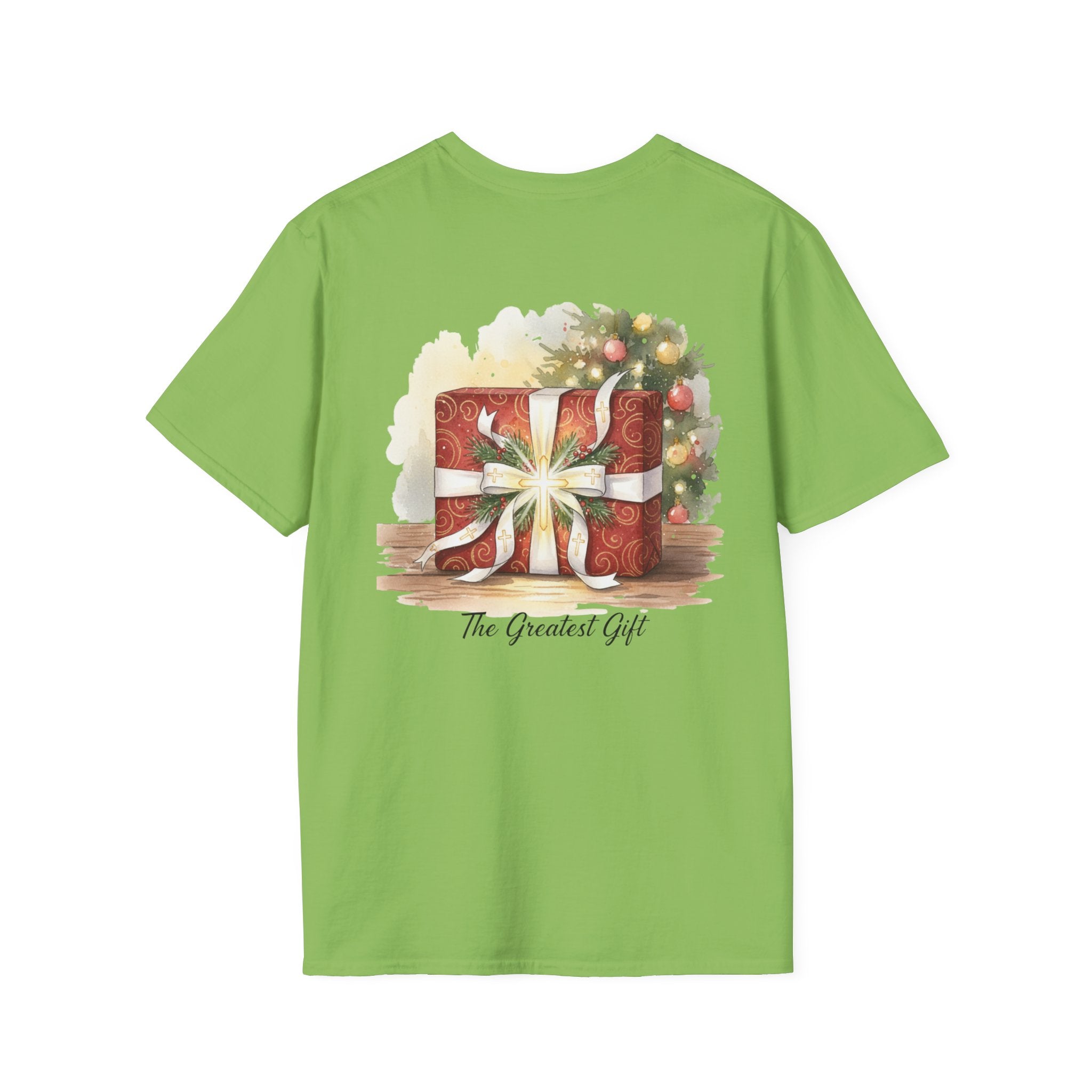 The Greatest Gift T-shirt – Cross Bow Present Christian T-shirt for Christmas Salvation & Eternal Faith Printify