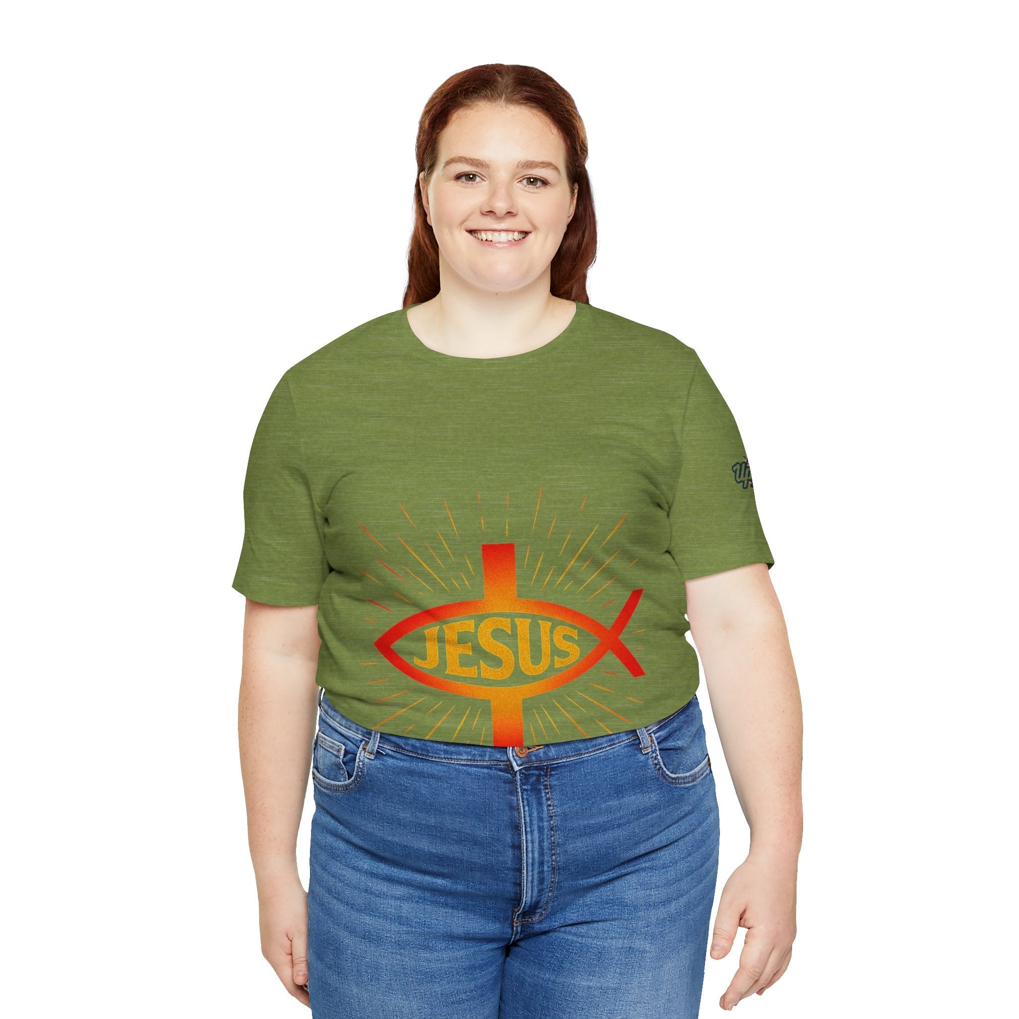 Jesus Ichthys T-shirt – Christian Fish Symbol with Cross & Jesus Inscription T-shirt for Eternal Faith & Streetwear Printify