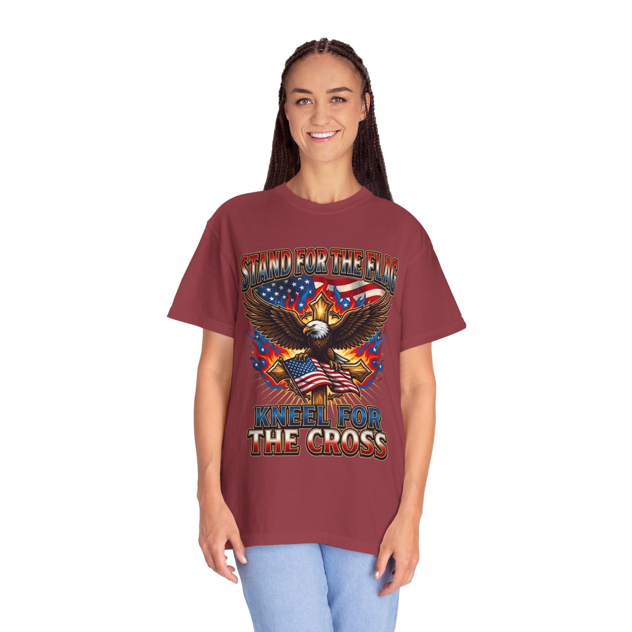 Stand for the Flag Kneel for the Cross T-shirt | Patriotic Eagle T-shirt Printify