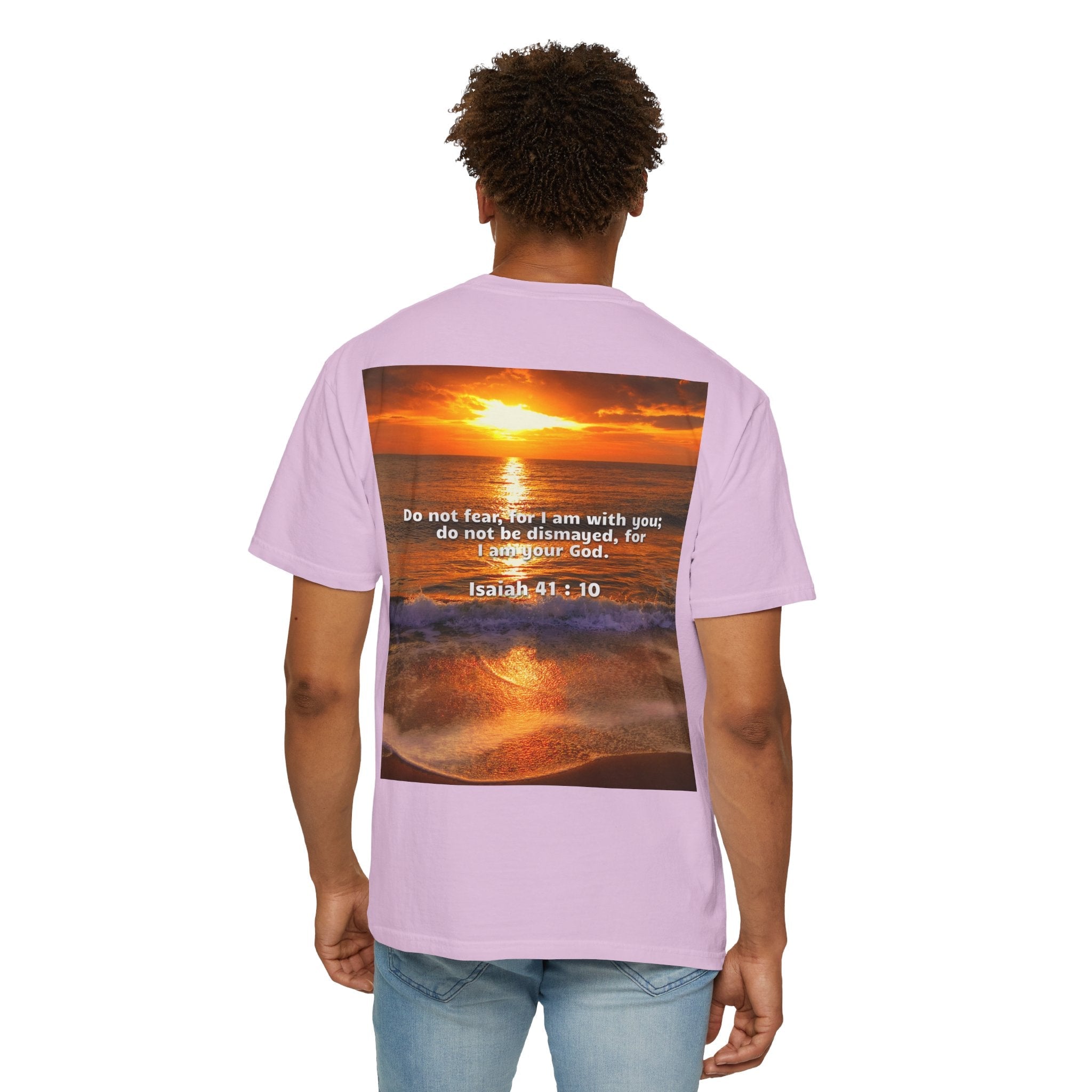 Bible Verse Unisex Garment-Dyed T-shirt - Isaiah 41 : 10 Printify