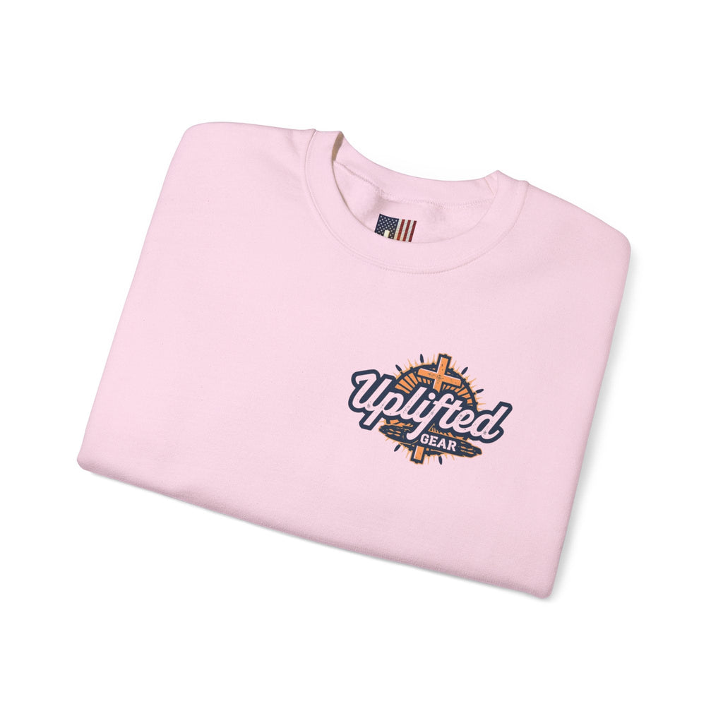 ✨ Chosen. Loved. Redeemed. – Elegant Christian Sweatshirt | Gold Foil Faith Tee | Subtle Cross & Heart Design | Inspirational Bible Verse Apparel by Uplifted Gear Printify