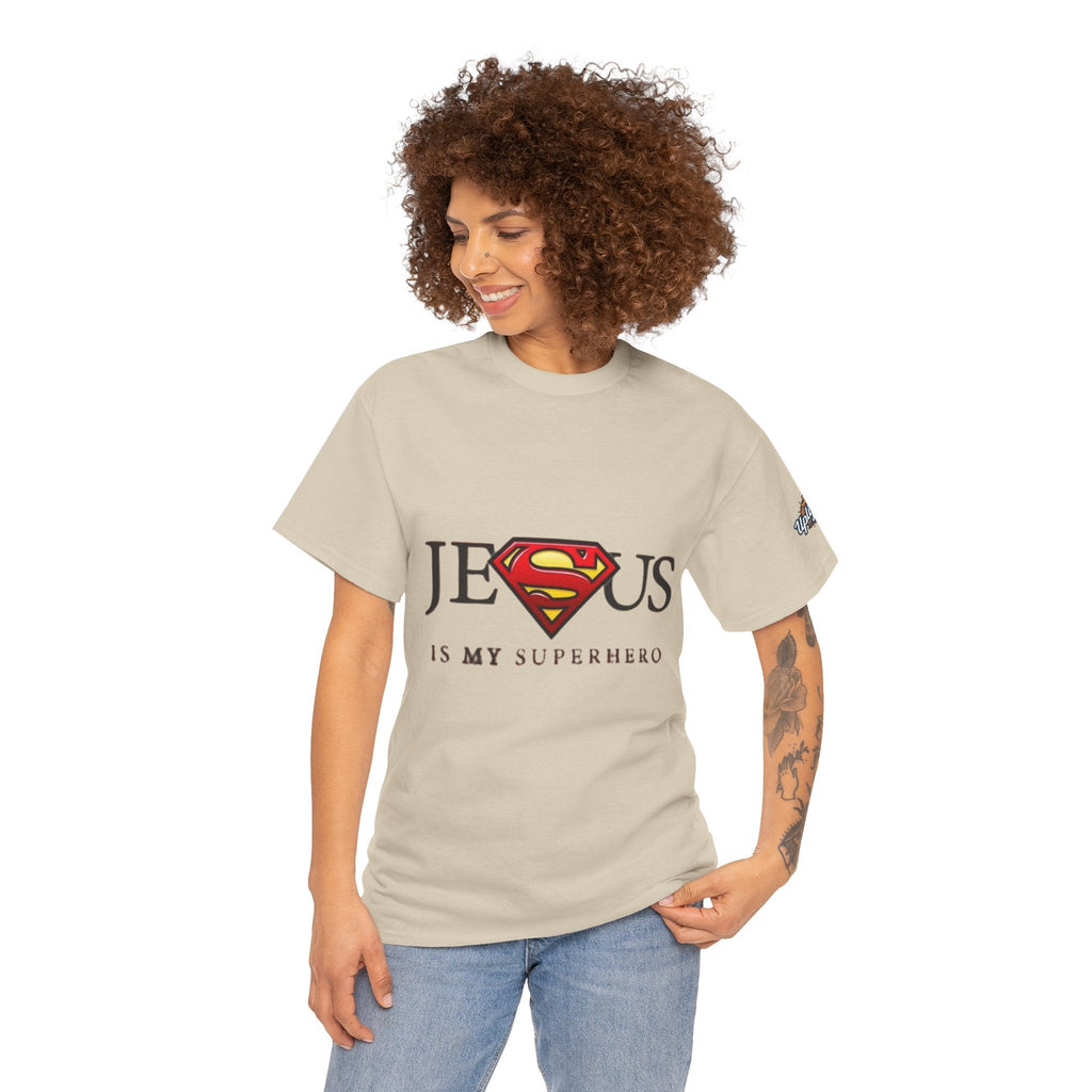 Jesus Is My Superhero T-Shirt — Faith-Based Superman-Inspired Tee Printify