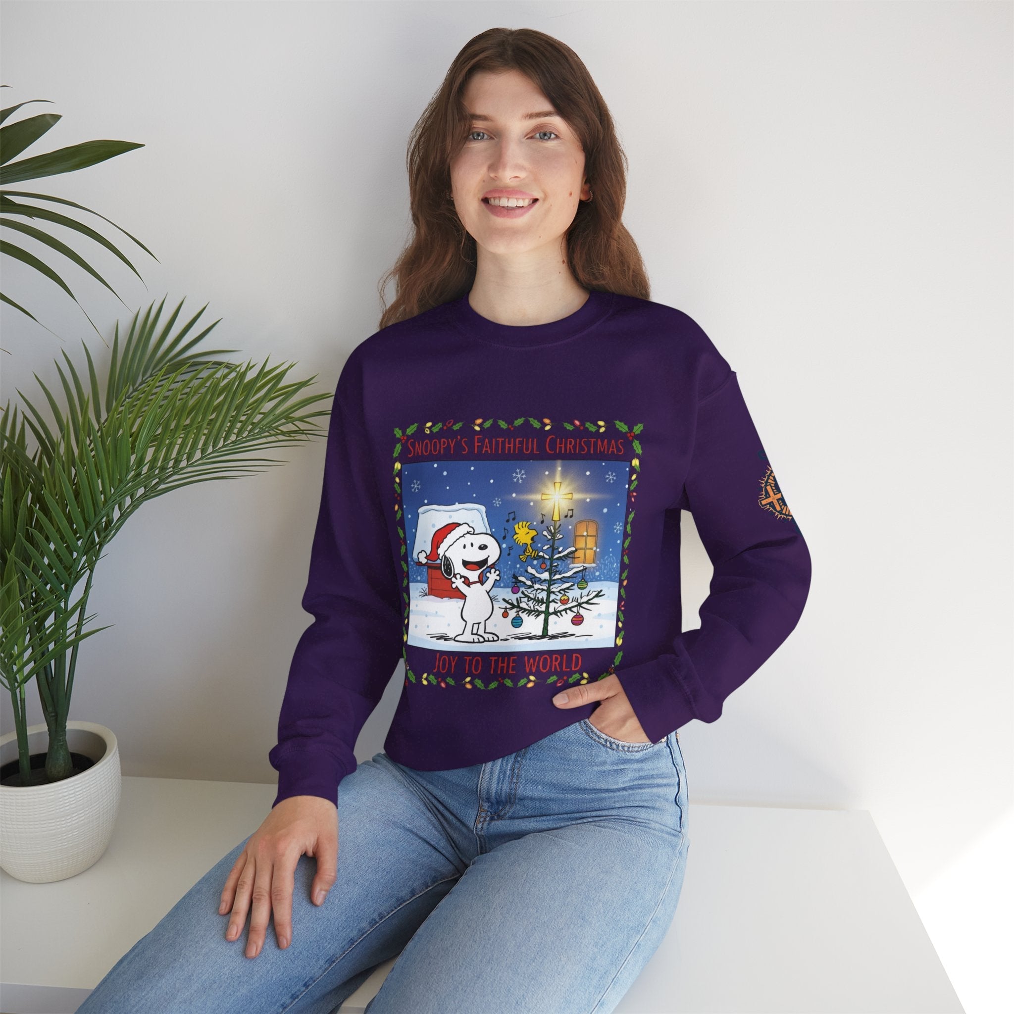 🎄 Faithful Christmas Friends – Christian Holiday Sweatshirt | Festive Tree & Cartoon Duo | Heartwarming Christmas Tee by Uplifted Gear Printify