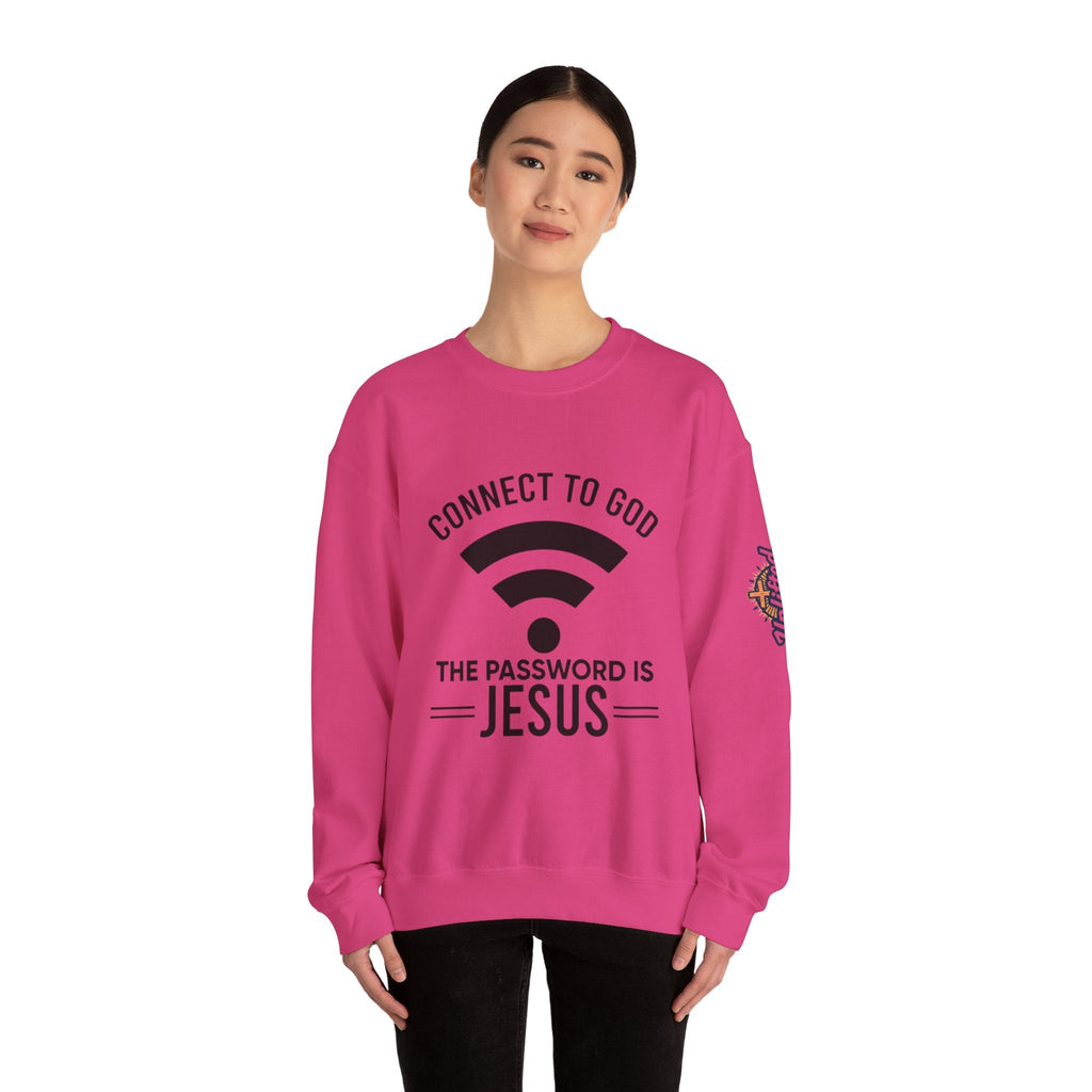 Connect to God Sweatshirt - WIFI Password is Jesus - Funny Christian Faith Sweatshirt Printify