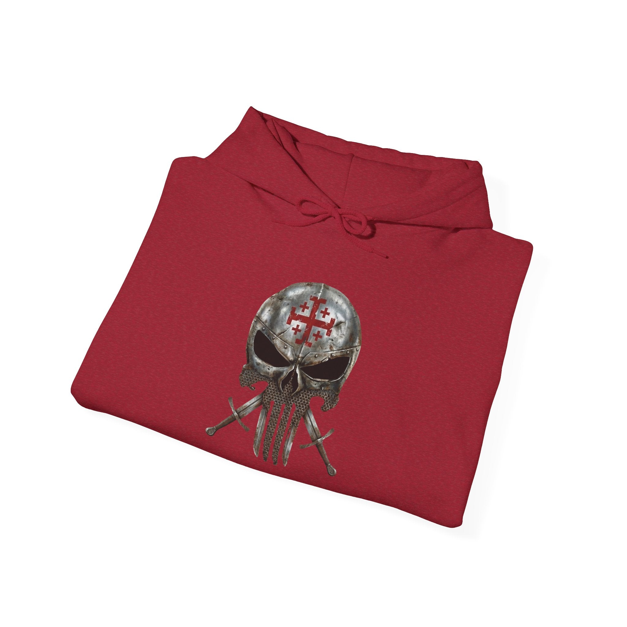 Crusader Knight Christian Skull Hoodie - Warrior Armor of God Hoodie Printify