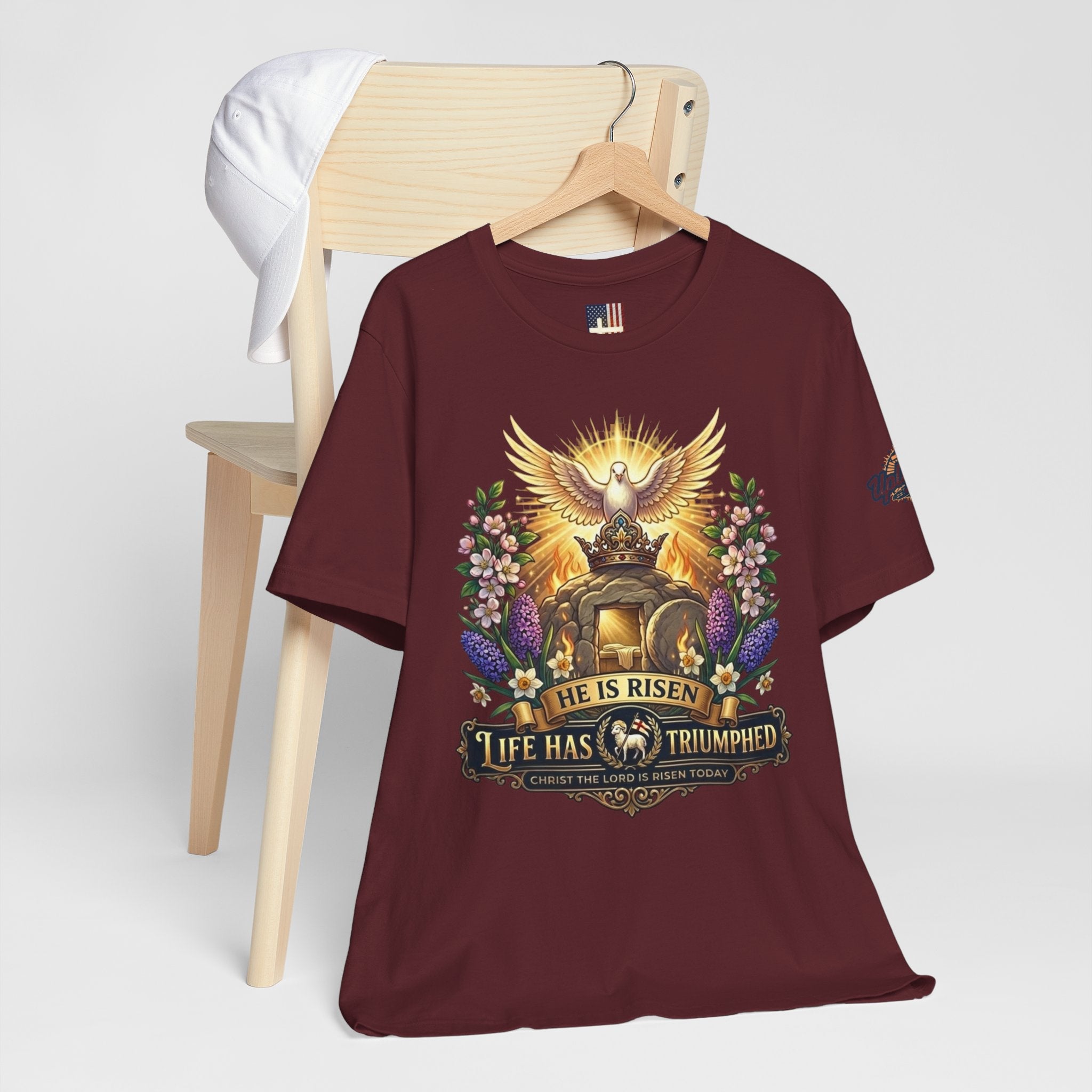 He Is Risen "Life Has Triumphed" T-Shirt — Easter Resurrection Christian Tee Printify