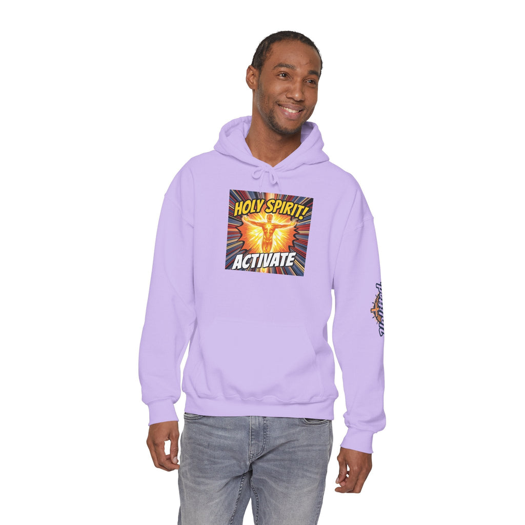 Holy Spirit Activate Hoodie – Superhero Christian Sweatshirt with Vibrant Power-Up Design for Faith-Fueled Boldness Printify