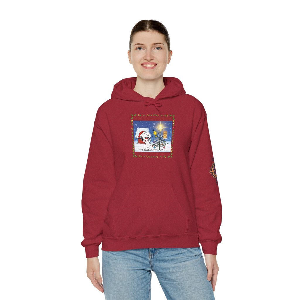 🎄 Faithful Christmas Friends – Christian Holiday Hoodie | Festive Tree & Cartoon Duo | Heartwarming Christmas Tee by Uplifted Gear Printify