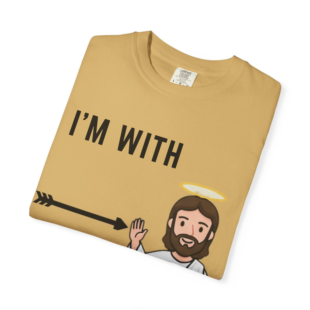 🔥 I’m With Him → Christian T-Shirt | Arrow Pointing to Jesus | Minimalist Faith Tee | Subtle Cross Design | Bible-Inspired Apparel by Uplifted Gear Printify