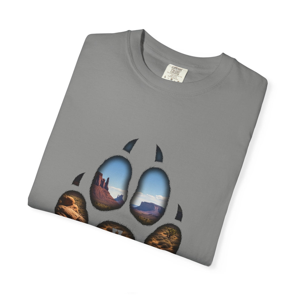 Strong and Courageous T-Shirt – Canine Pawprint Desert Joshua 1:9 Christian Tee Printify