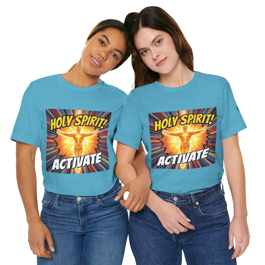Holy Spirit Activate T-shirt – Superhero Christian T-shirt with Vibrant Power-Up Design for Faith-Fueled Boldness Printify