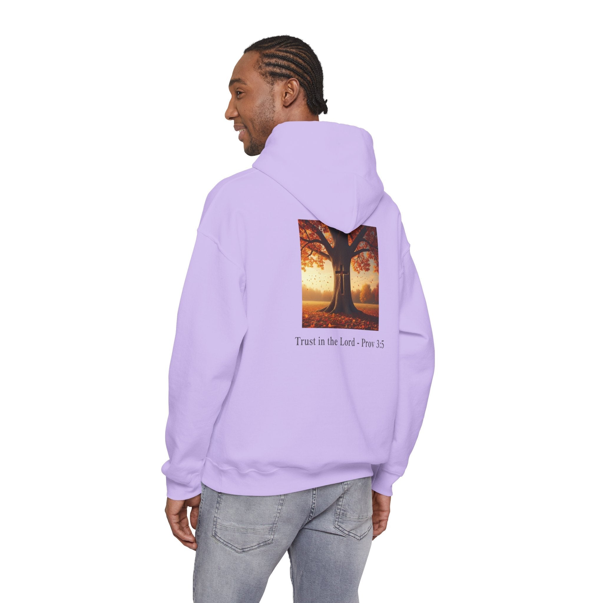 Trust in the Lord Hoodie – Autumn Tree Proverbs 3:5 Christian Hoodie for Cozy Faith Printify