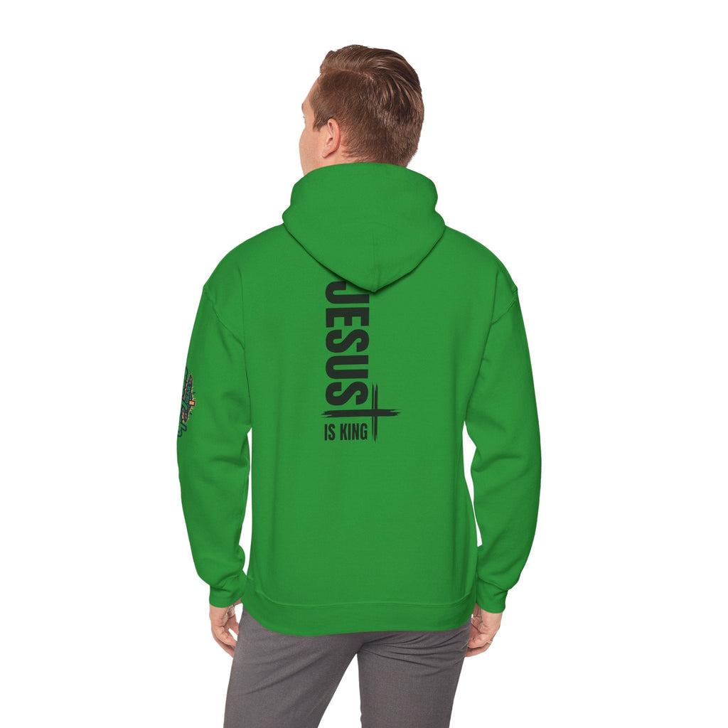 Jesus Is King Hoodie | Modern Typographic Cross Christian Hoodie Printify