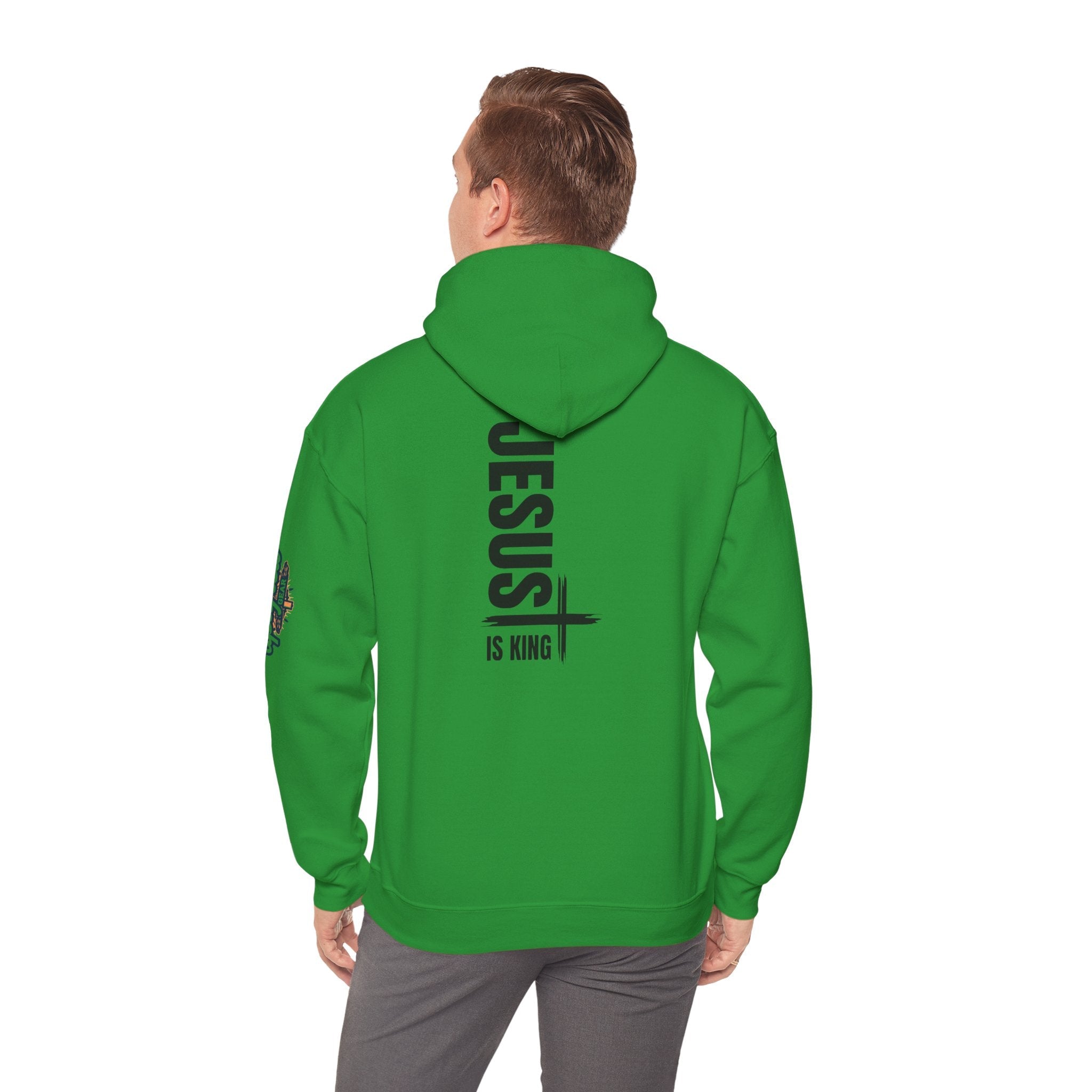 Jesus Is King Hoodie | Modern Typographic Cross Christian Hoodie Printify