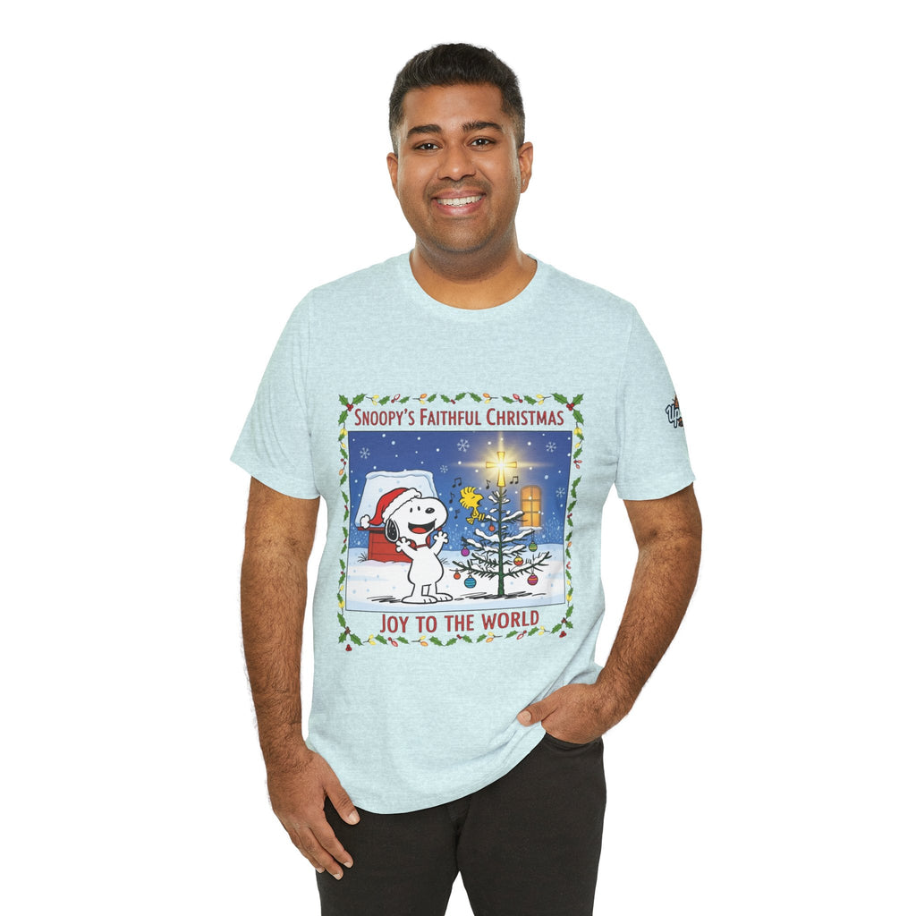 🎄 Faithful Christmas Friends – Christian Holiday T-Shirt | Festive Tree & Cartoon Duo | Heartwarming Christmas Tee by Uplifted Gear Printify