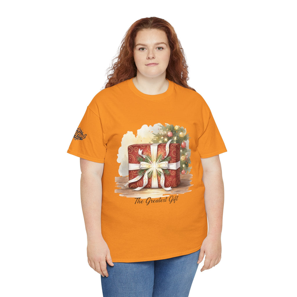 The Greatest Gift T-shirt – Cross Bow Present Christian T-shirt for Christmas Salvation & Eternal Faith Printify