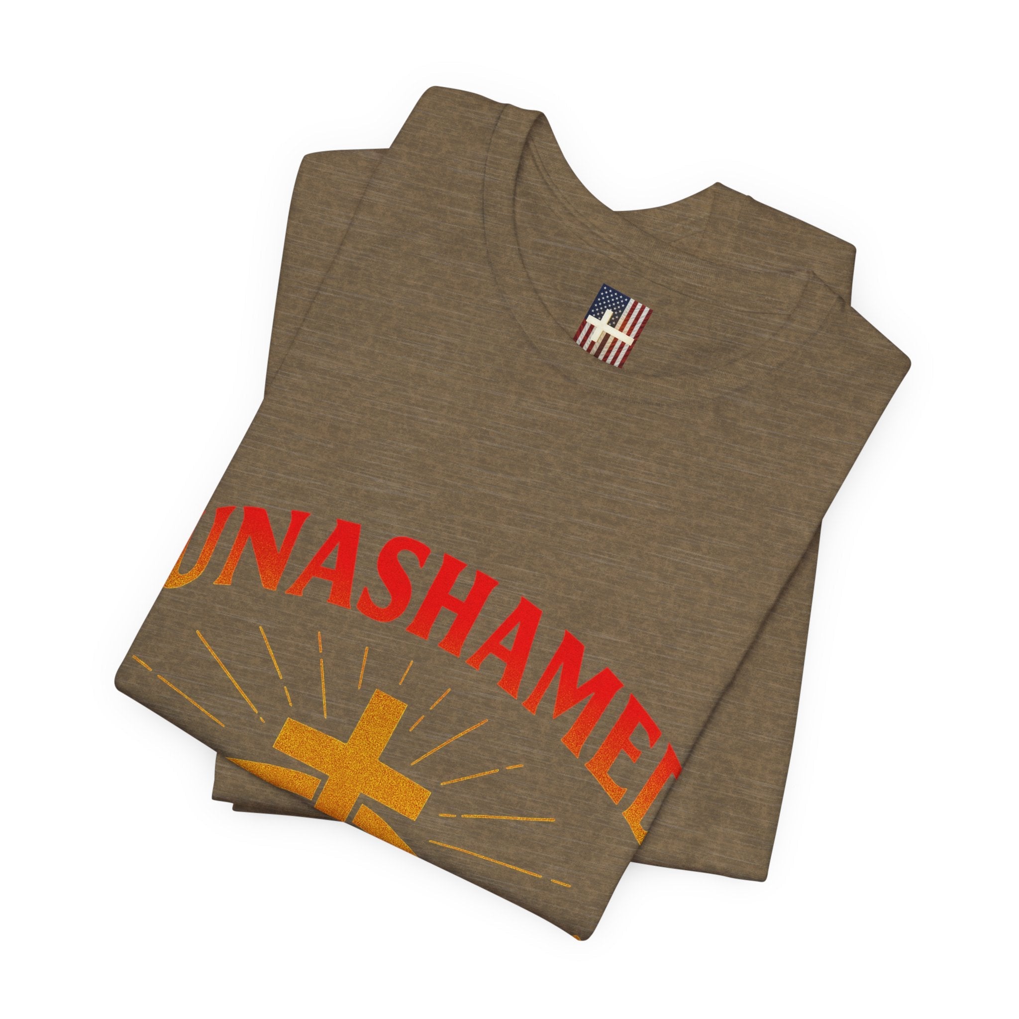 Unashamed T-shirt – Ichthys Jesus Fish & Cross Christian T-shirt for Romans 1:16 Bold Faith Printify