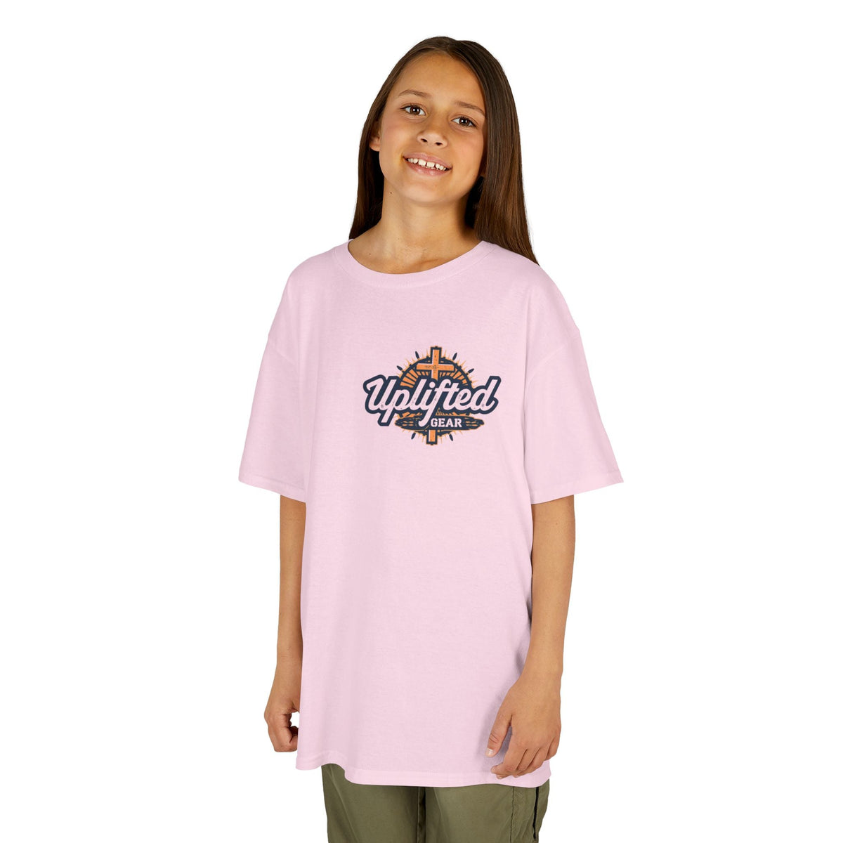 ✨ Chosen. Loved. Redeemed. – Elegant Christian Kids T-Shirt | Gold Foil Faith Tee | Subtle Cross & Heart Design | Inspirational Bible Verse Apparel by Uplifted Gear Printify
