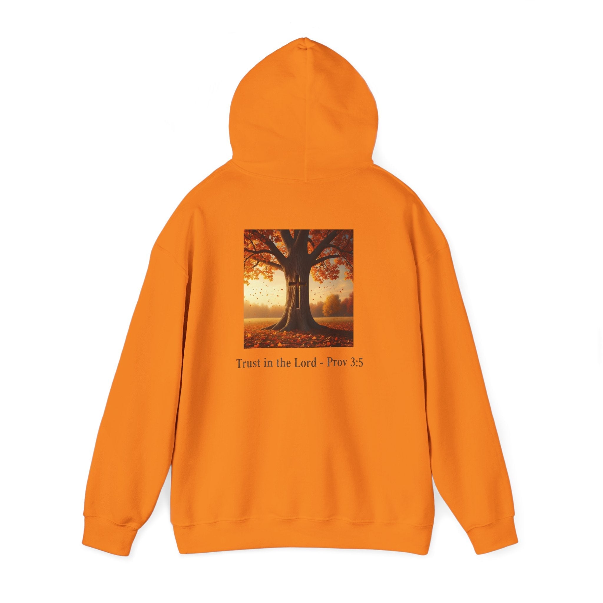 Trust in the Lord Hoodie – Autumn Tree Proverbs 3:5 Christian Hoodie for Cozy Faith Printify