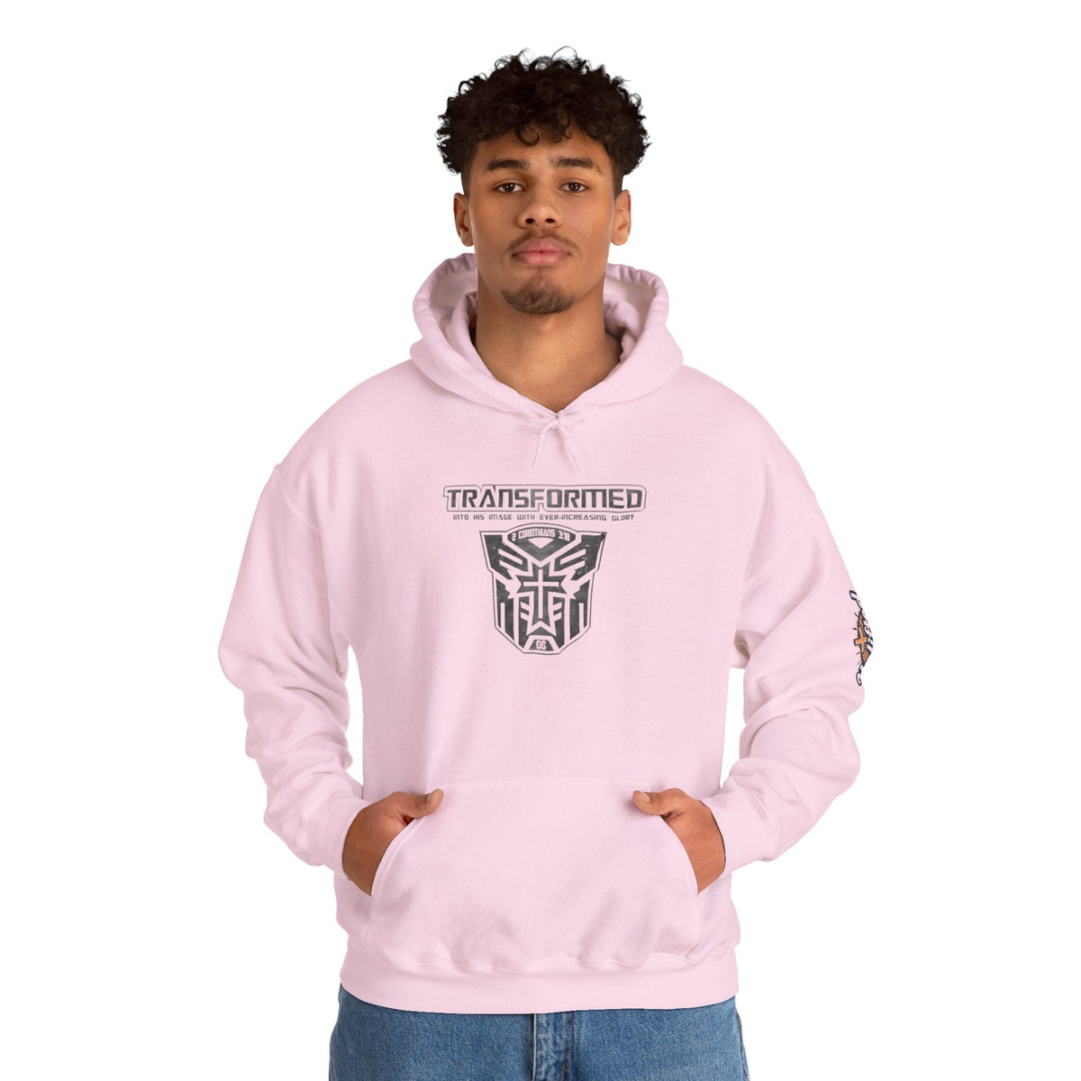 Transformer Logo Christian Hoodie | 2 Corinthians 3:18 Bible Verse Hoodie Printify