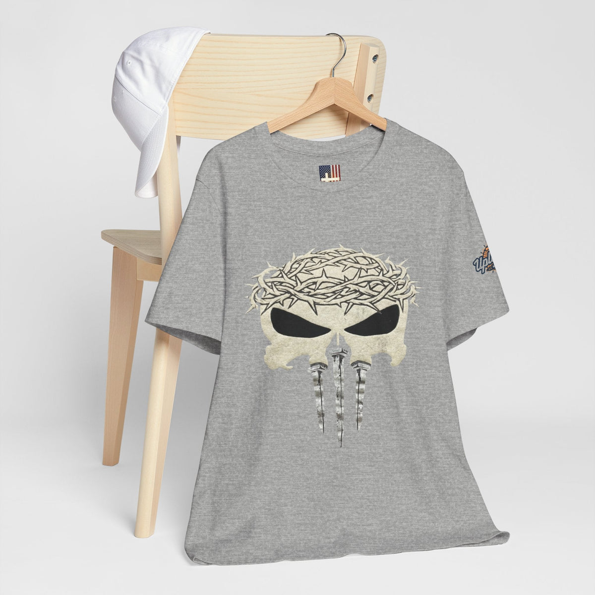 Christian Skull T-shirt - Crown of Thorns & Nails - Warrior Faith T-shirt Printify