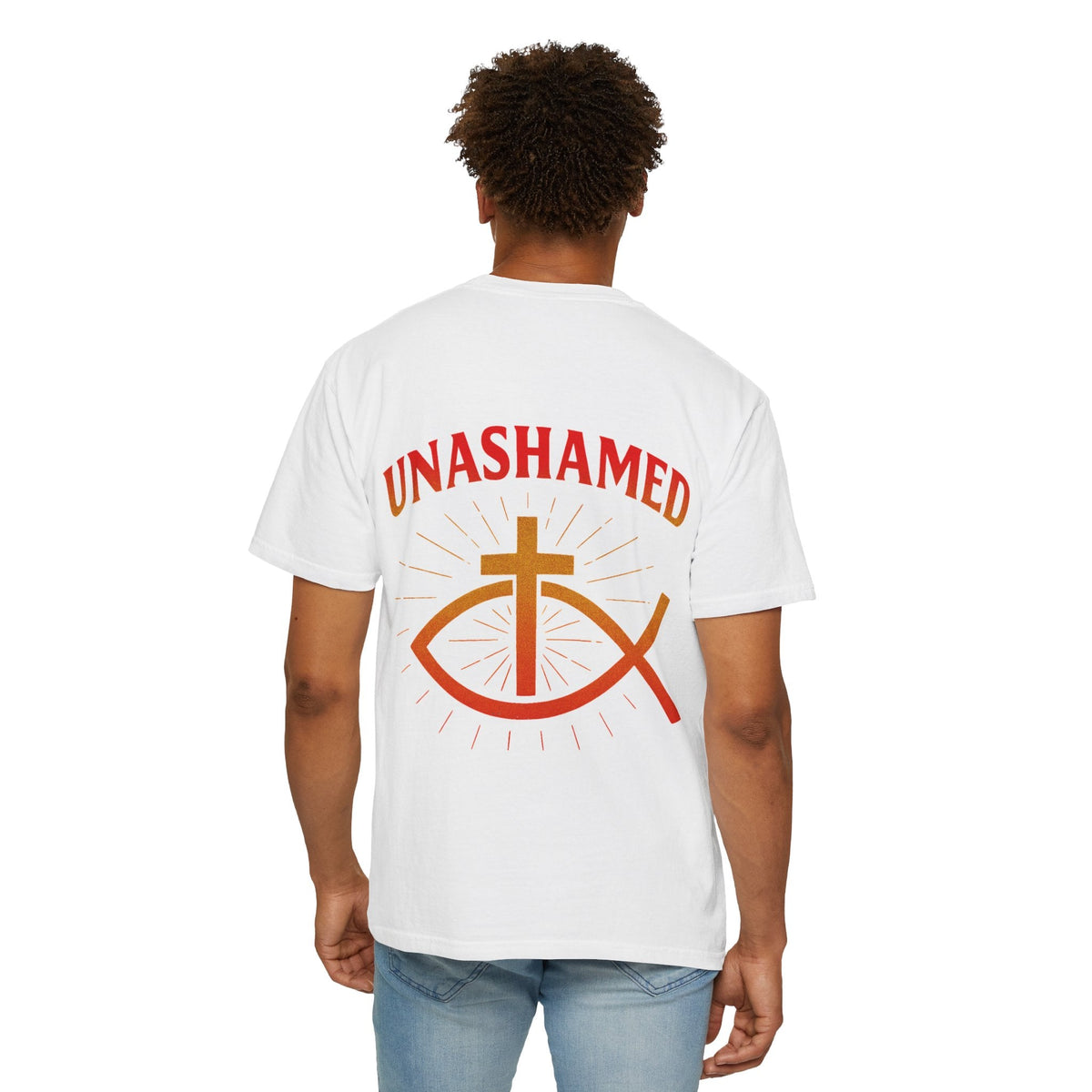 Unashamed T-shirt – Ichthys Jesus Fish & Cross Christian Sweatshirt for Romans 1:16 Bold Faith Printify