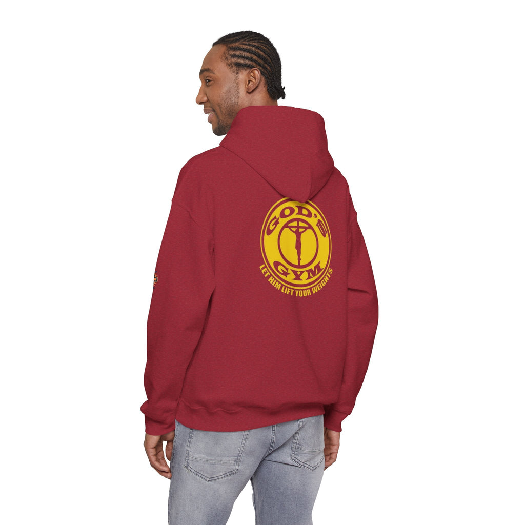God's Gym Hoodie — "Let Him Lift Your Weights" Christian Fitness Hoodie Printify