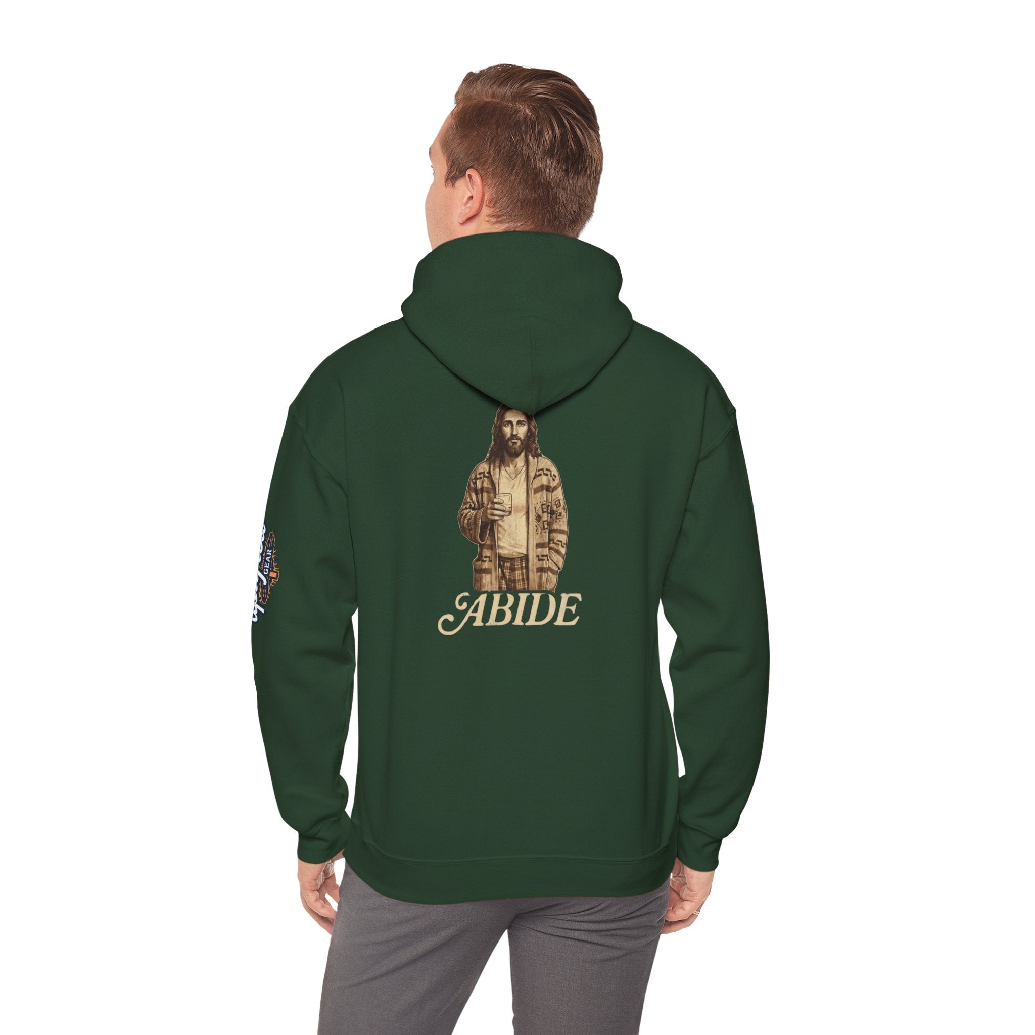Abide Jesus Hoodie — Vintage 'The Dude' Religious Graphic Hoodie Printify