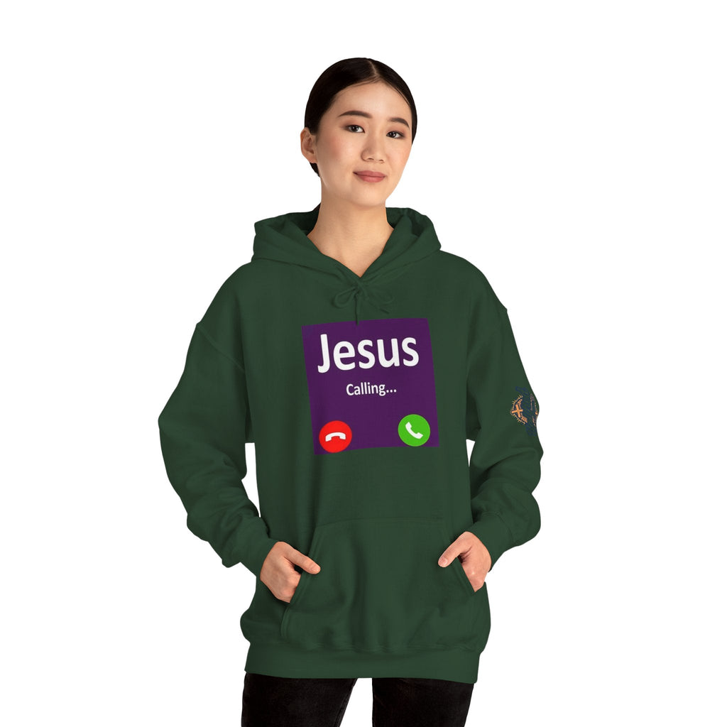 Jesus Calling Hoodie – Funny Cell Phone Screen Christian Sweatshirt for Divine Connection & Faith Humor Printify