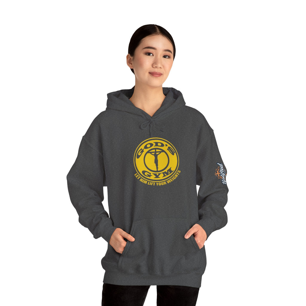 God's Gym Hoodie — "Let Him Lift Your Weights" Christian Fitness Hoodie Printify