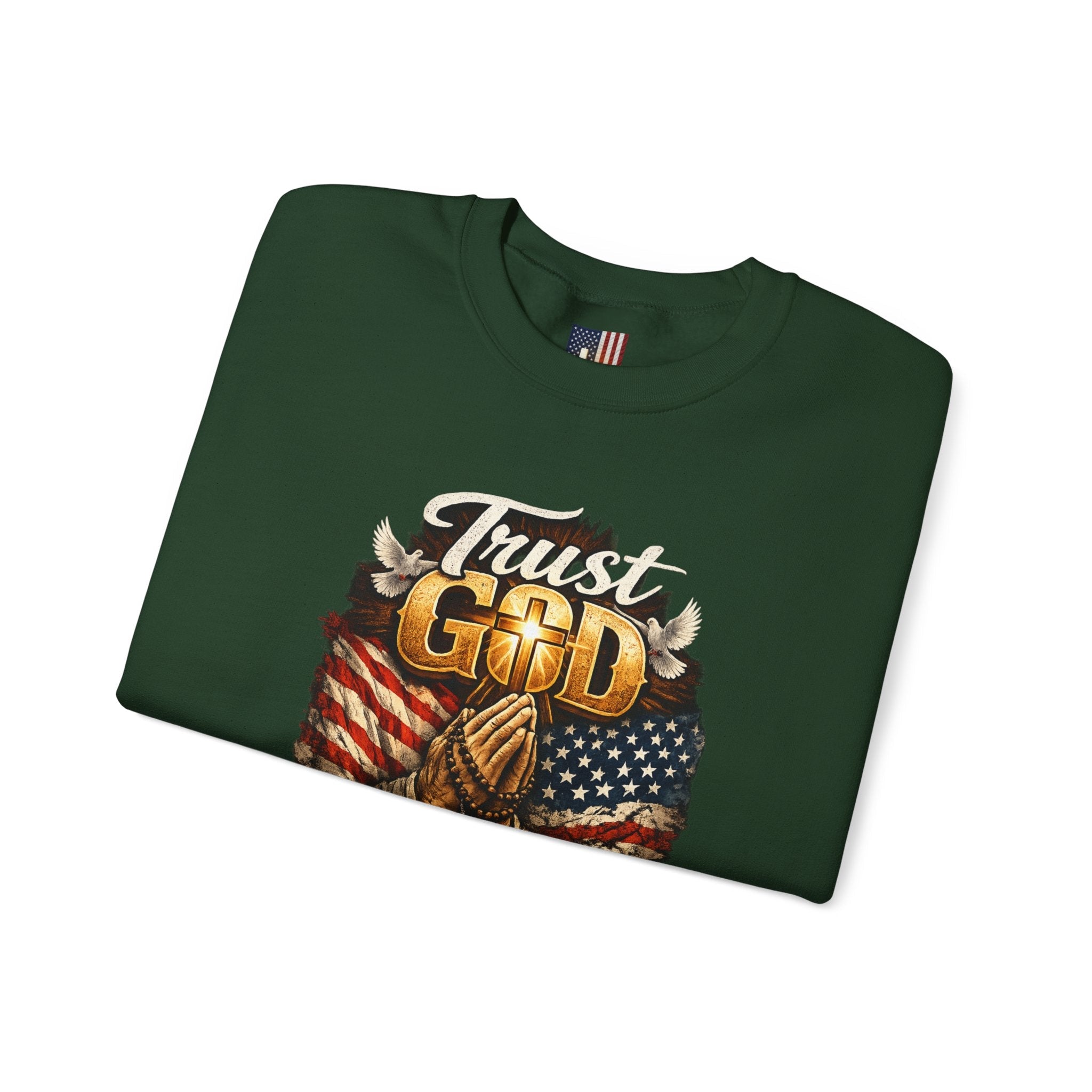 Trust God Not Government Sweatshirt — Vintage Patriotic Christian Sweatshirt Printify