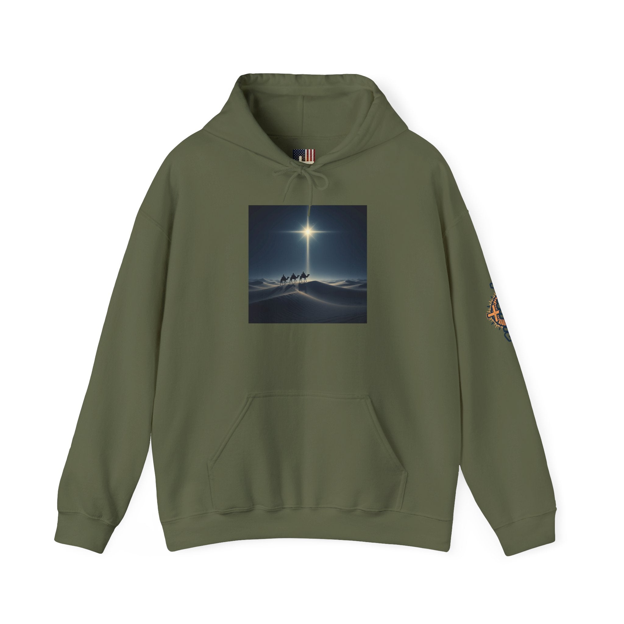 3 Wise Men Hoodie – Magi Camels Nativity Journey Christian Christmas Sweatshirt for Epiphany Faith & Holy Night Printify