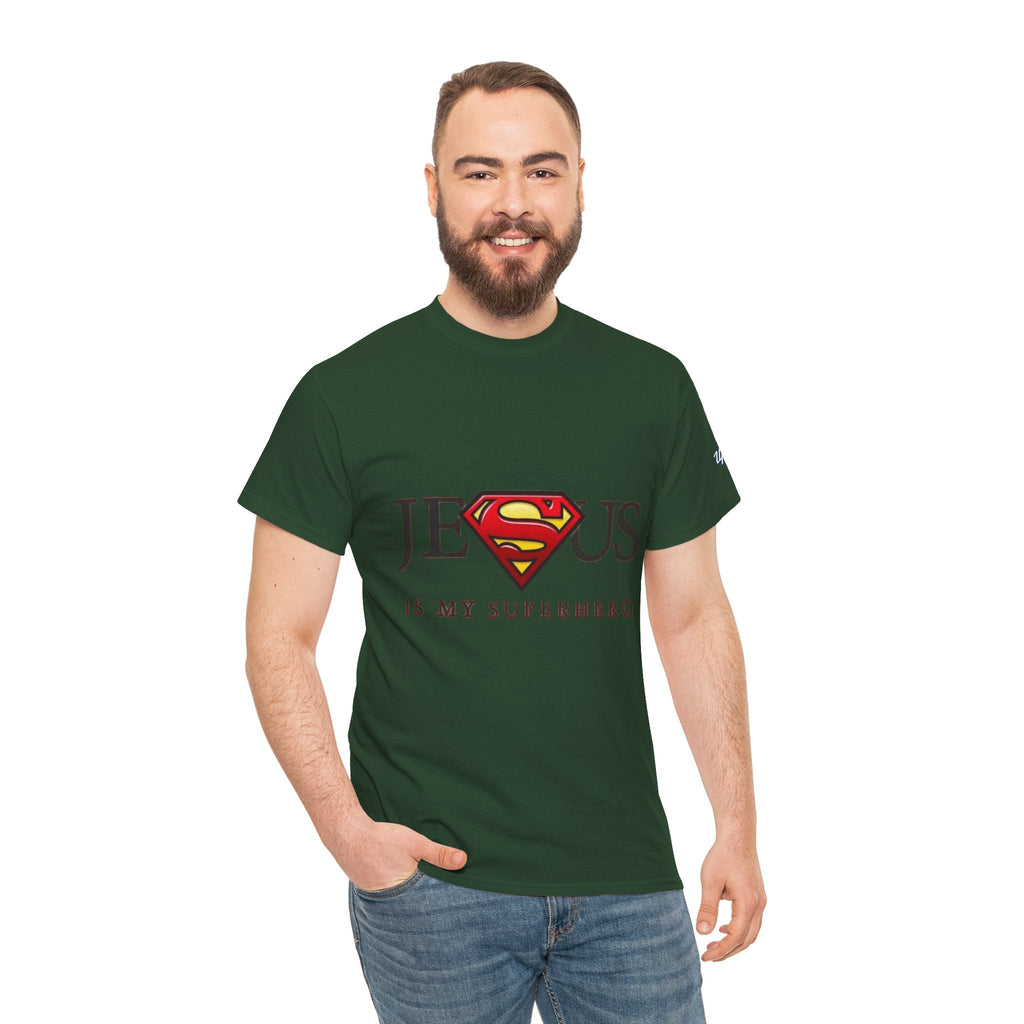 Jesus Is My Superhero T-Shirt — Faith-Based Superman-Inspired Tee Printify