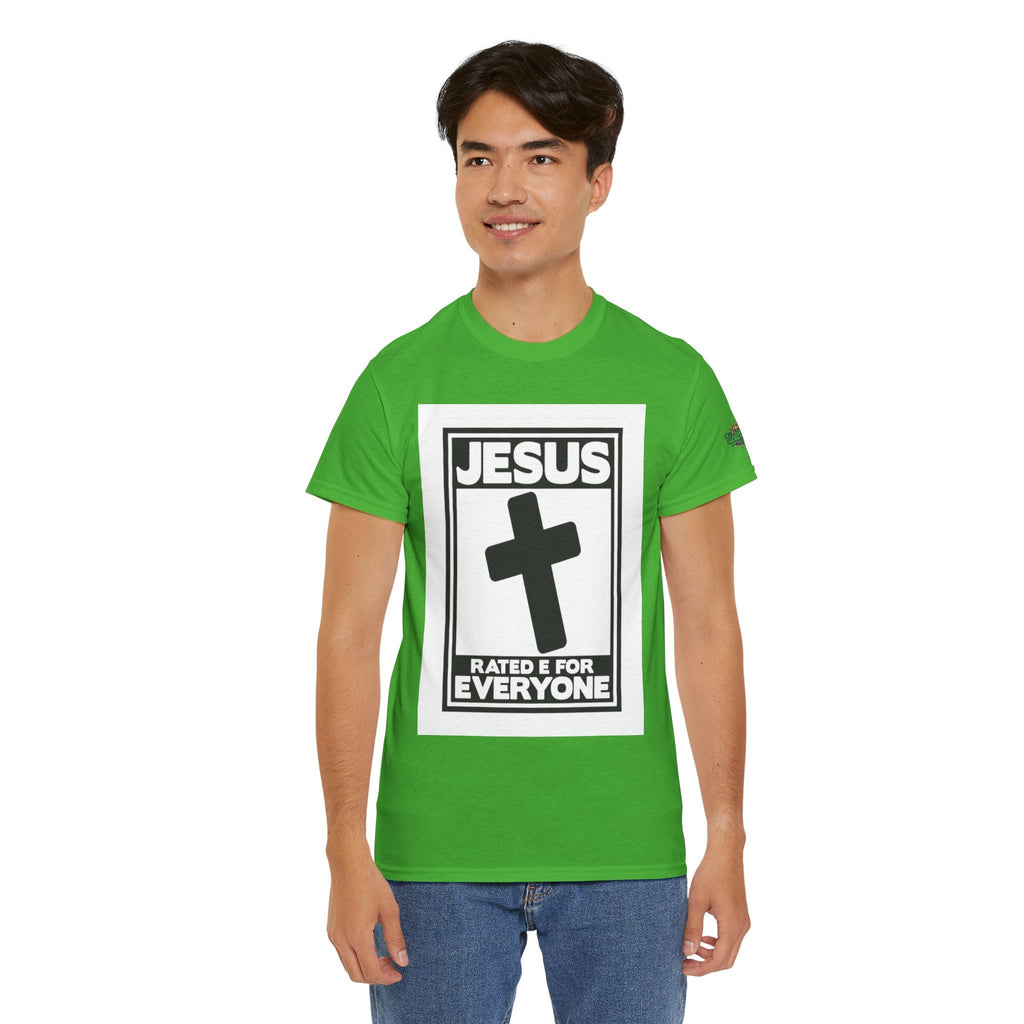 Jesus, Rated E for Everyone T-shirt - Gamer Faith T-shirt - Christian Video Game Parody Printify
