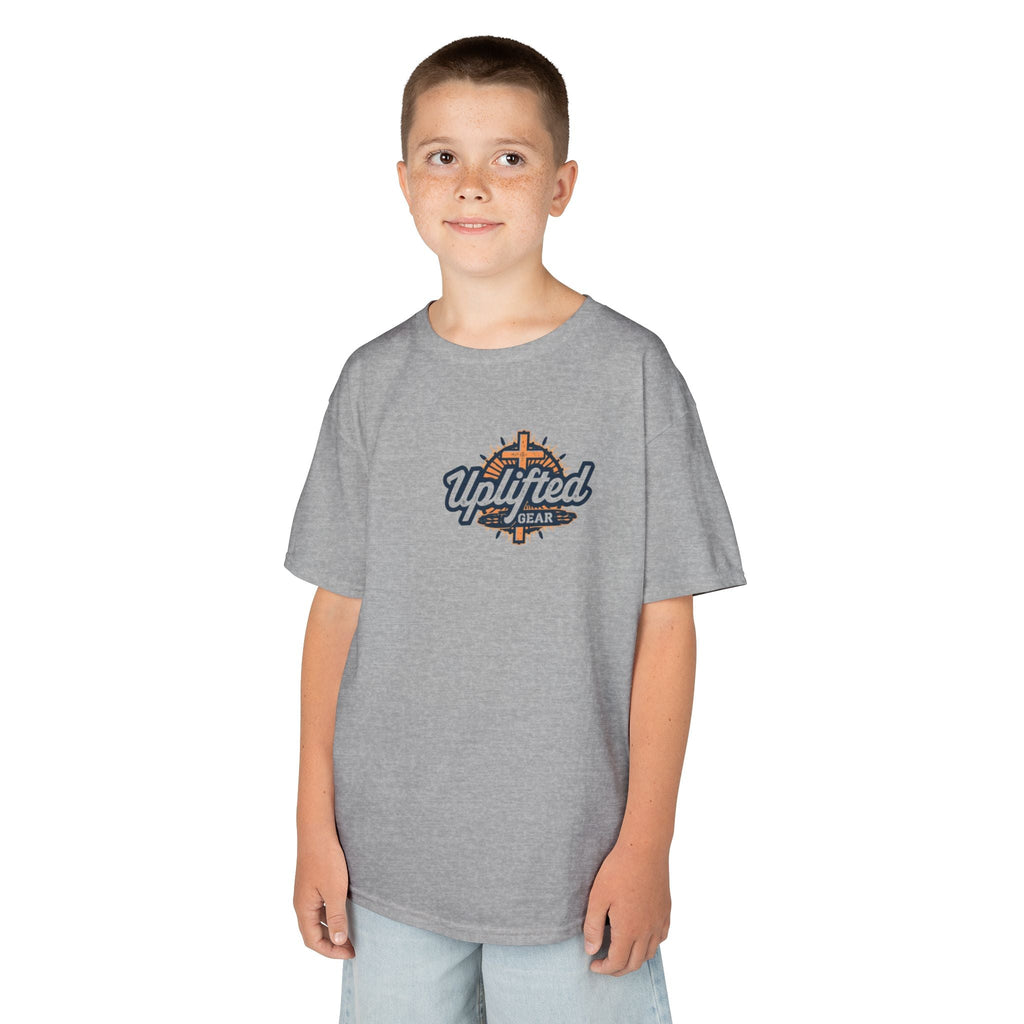 ✨ Chosen. Loved. Redeemed. – Elegant Christian Kids T-Shirt | Gold Foil Faith Tee | Subtle Cross & Heart Design | Inspirational Bible Verse Apparel by Uplifted Gear Printify