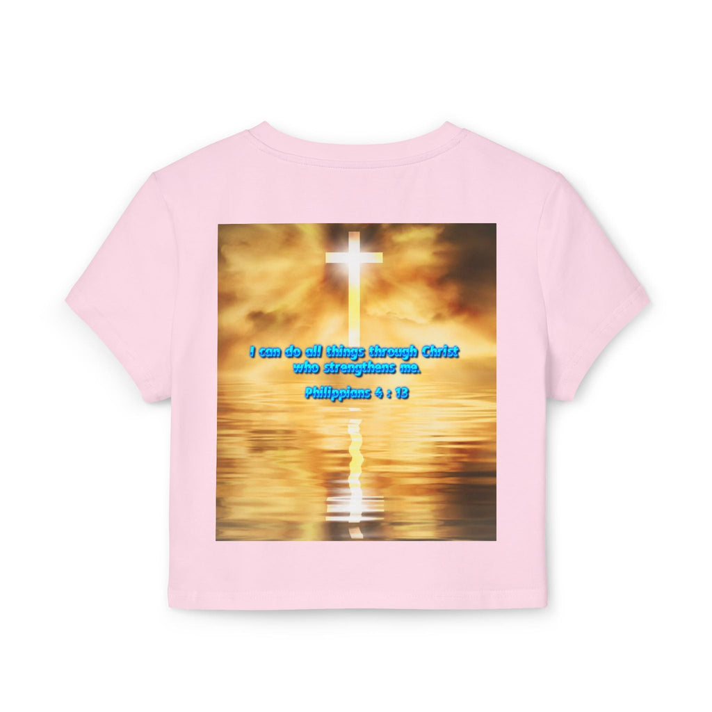 Women's Baby Tee - Phillipians 4:13 Bible Verse Religious Design Printify