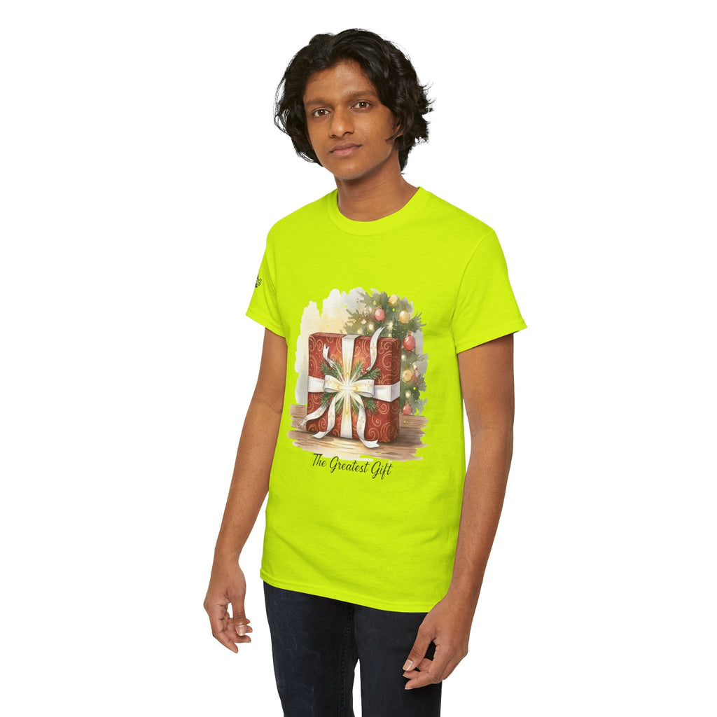 The Greatest Gift T-shirt – Cross Bow Present Christian T-shirt for Christmas Salvation & Eternal Faith Printify