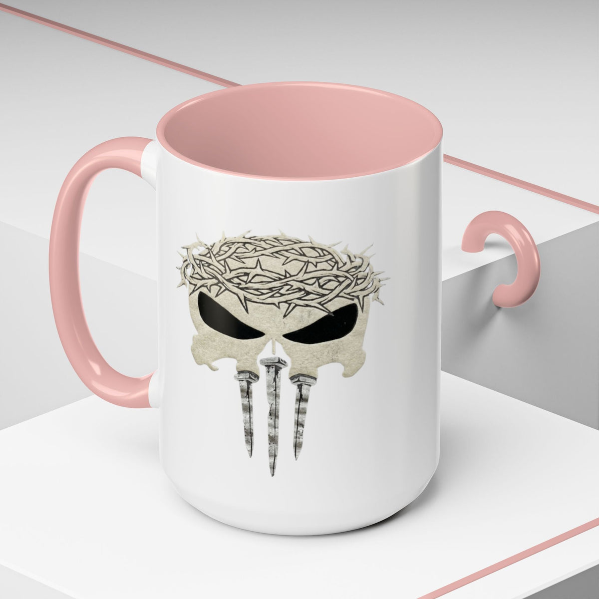 Christian Skull Coffee Mug — Crown of Thorns “Warrior Faith” (11/15 oz) Printify