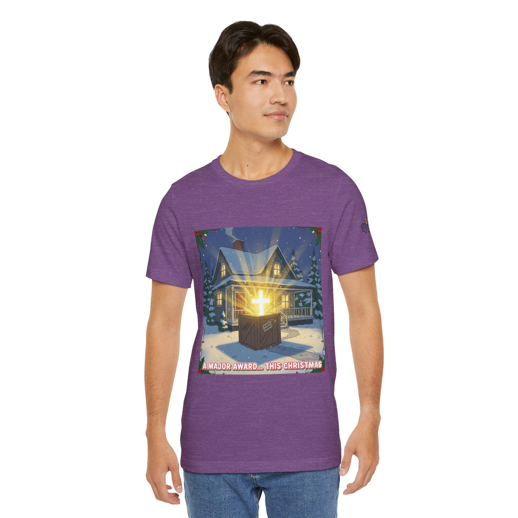 A Major Award This Christmas T-shirt – Fragile Leg Lamp Parody Cross Unboxing Christian T-shirt for Hilarious Faith & Holiday Glow Printify