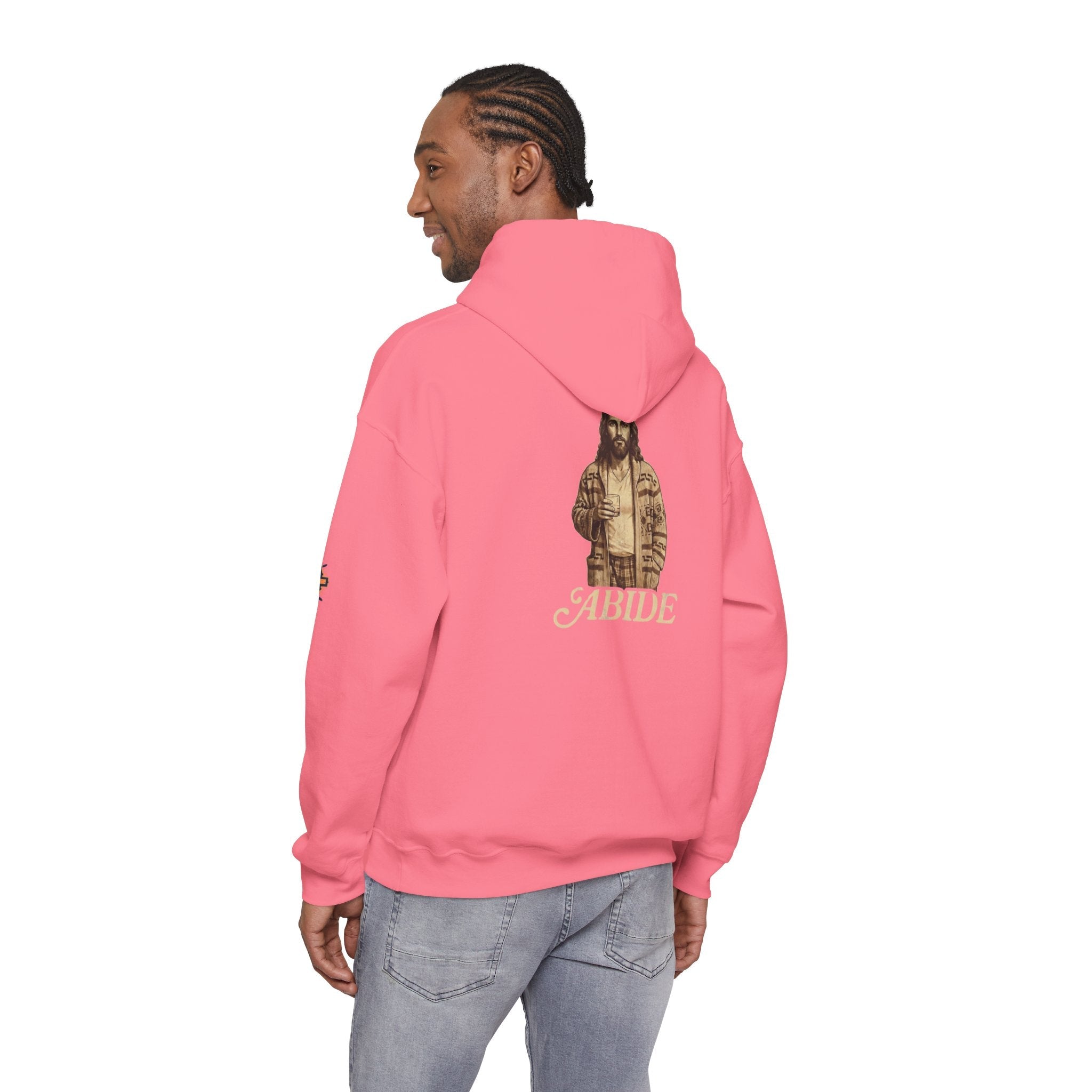Abide Jesus Hoodie — Vintage 'The Dude' Religious Graphic Hoodie Printify