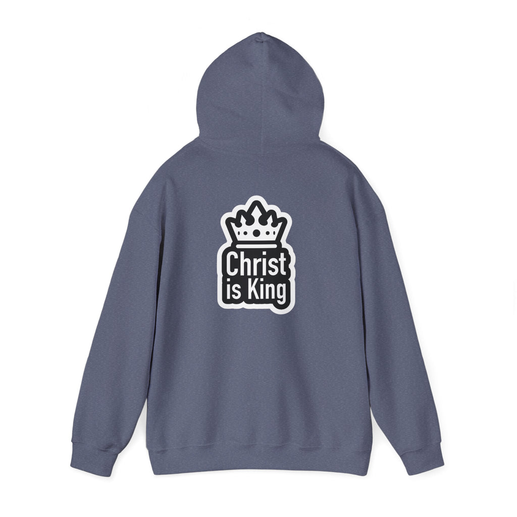 Christ is King Hoodie – Bold Crown & Cross Christian Sweatshirt for Unshakable Faith Printify