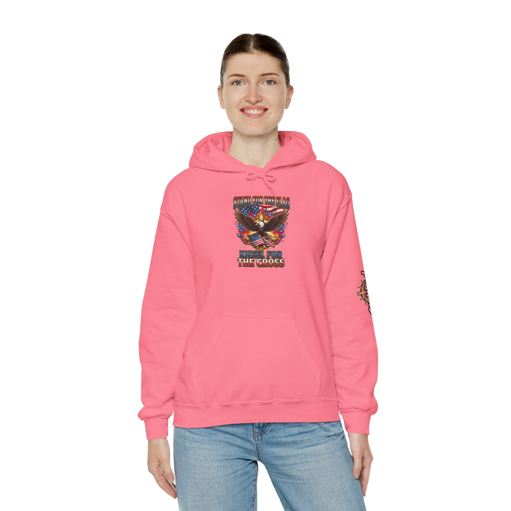Stand for the Flag Kneel for the Cross Hoodie | Patriotic Eagle Hoodie Printify