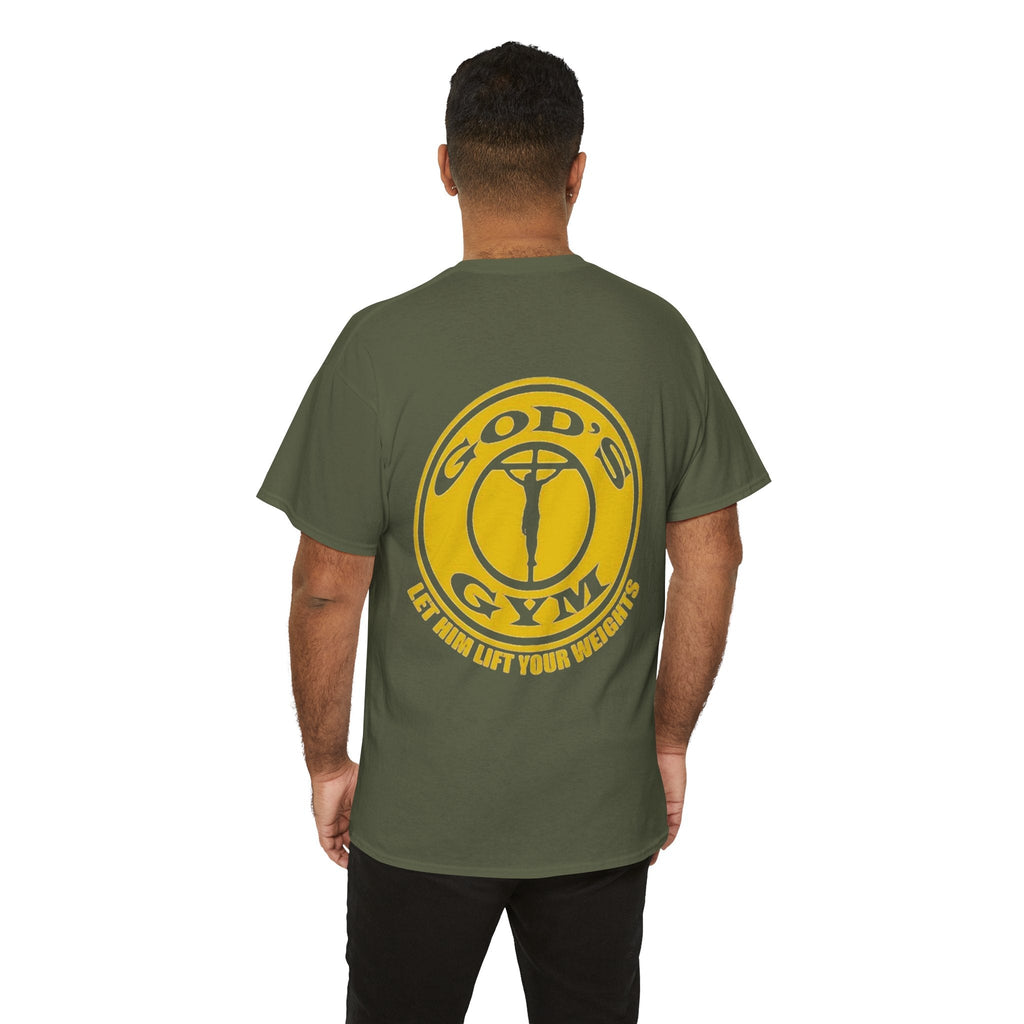 God's Gym T-Shirt — "Let Him Lift Your Weights" Christian Fitness Tee Printify