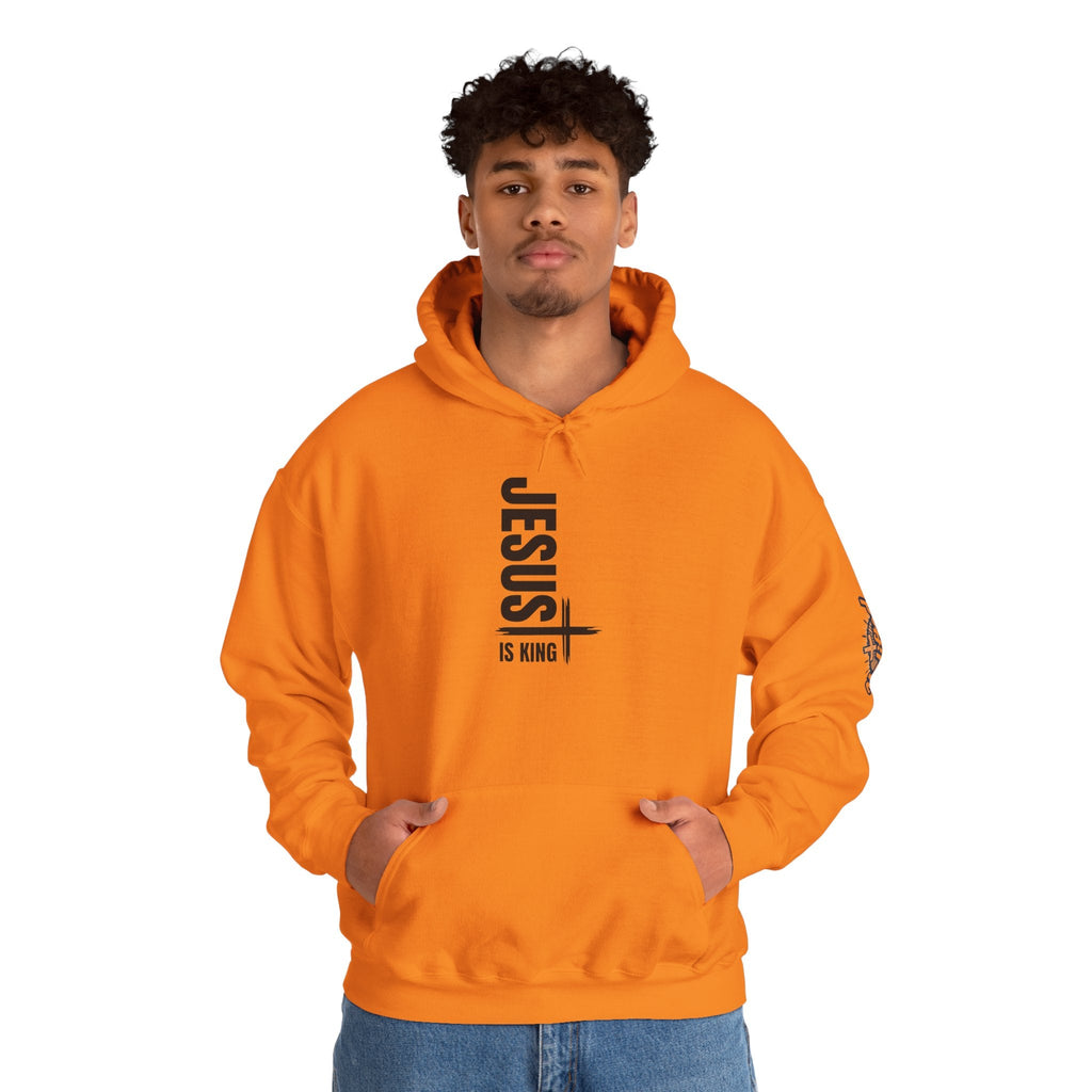 Jesus Is King Hoodie | Modern Typographic Cross Christian Hoodie Printify