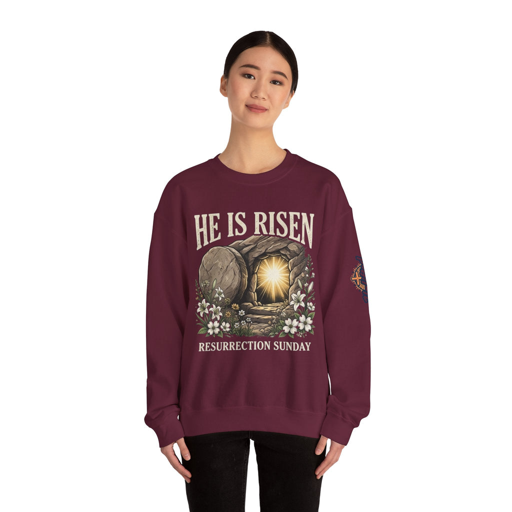 He Is Risen Sweatshirt — Jesus Christ Resurrection Easter Sweatshirt Printify