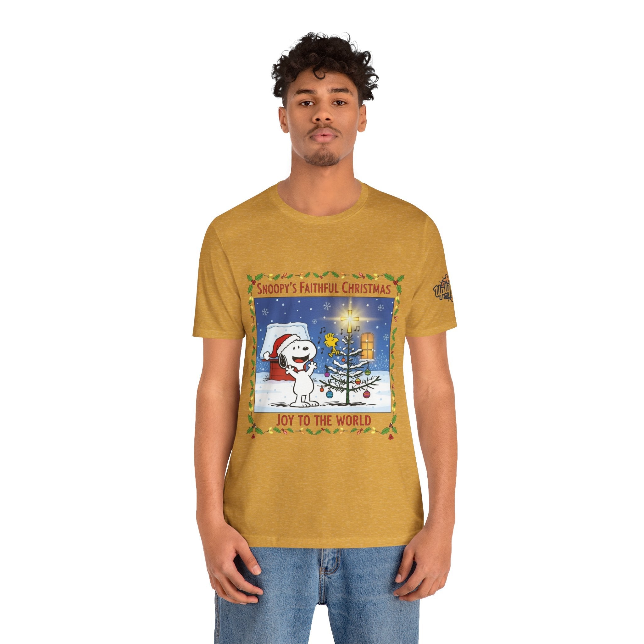 🎄 Faithful Christmas Friends – Christian Holiday T-Shirt | Festive Tree & Cartoon Duo | Heartwarming Christmas Tee by Uplifted Gear Printify
